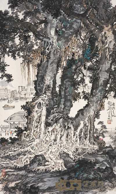 杨夏林 渡头青虬 立轴 83×50cm
